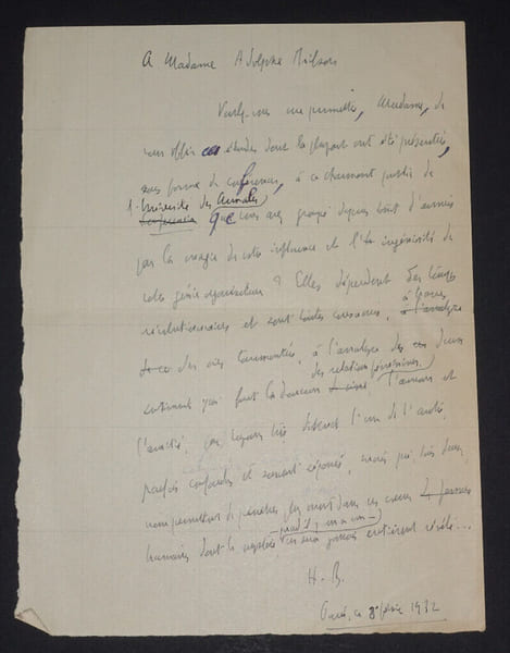 Henry BORDEAUX, Avocat et romancier - LETTRE AUTOGRAPHE SIGN&Eacute;E. Henry BORDEAUX