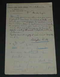 Adolphe RETTÉ - Lettre autographe signée, 8 novembre 1910, Paris