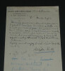 Adolphe RETT&Eacute; - Lettre autographe sign&eacute;e, 8 novembre 1910, Paris. Adolphe RETT&Eacute;