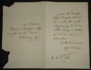 Comte Auguste DE BASTARD D'ESTANG - Lettre autographe sign&eacute;e, 1843. Auguste de Bastard d'Estang