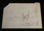 Dessin au crayon - Sc&egrave;ne &eacute;questre : Cavalier [persan], XIX &egrave;me. Anonyme