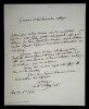 LETTRE AUTOGRAPHE SIGN&Eacute;E, 1830. Jean-Marie de Villequier