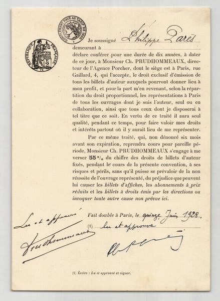 Pouvoir sign&eacute; par Philippe Par&egrave;s – Collection de 50 auteurs & musiciens. Philippe Par&egrave;s
