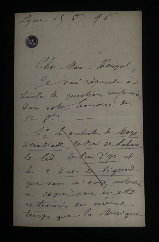 LETTRE AUTOGRAPHE SIGN&Eacute;E &Agrave; Henri HEUGEL, 1896. LUIGINI Alexandre