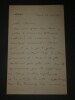 EMILE DESCHANEL - LETTRE AUTOGRAPHE SIGN&Eacute;E &Agrave; Charles EDMOND en novembre 1889. Emile Deschanel