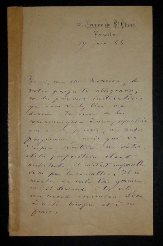 FEUILLET Octave - LETTRE AUTOGRAPHE SIGN&Eacute;E, VERSAILLES 1885. Octave Feuillet