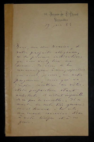 FEUILLET Octave - LETTRE AUTOGRAPHE SIGN&Eacute;E, VERSAILLES 1885. Octave Feuillet