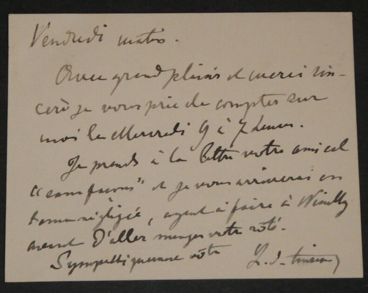 L&eacute;on de TINSEAU - CARTE AUTOGRAPHE SIGN&Eacute;E "aller manger votre roti". L&eacute;on de TINSEAU