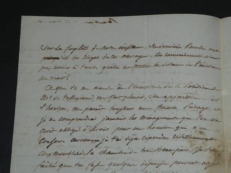 Lettre autographe à M. Le Comte Anatole de Montesquiou - "L'apparition sur l'horizon [de Talleyrand] me paraît toujours un funeste présage" - 3 pages ...