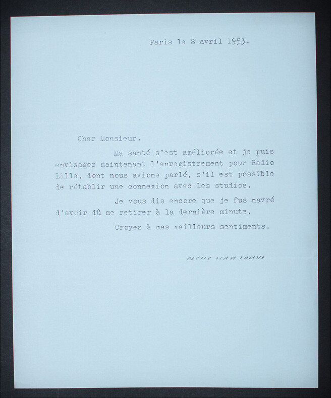 Pierre Jean JOUVE - TAPUSCRIT SIGN&Eacute;, 1953. Pierre Jean JOUVE