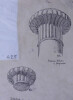 Chapiteau &eacute;olien et fragments &agrave; Aegae - Dessin original sign&eacute;. Louis Henri Laffill&eacute;e