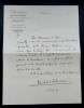 DELMAS Marc - Lettre autographe sign&eacute;e et dat&eacute;e du 20 octobre 1919, Paris - Editions de musique Choudens. Marc Delmas