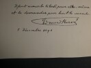 Edouard HERV&Eacute; - GRAVURE le 5 d&eacute;cembre 1891 avec citation et signature imprim&eacute;e. Edouard HERV&Eacute;