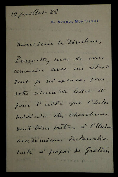 Jules JUSSERAND - LETTRE AUTOGRAPHE SIGN&Eacute;E AU DIRECTEUR DU JOURNAL LE TEMPS 1928. Jules JUSSERAND