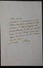 Abel VILLEMAIN Lettre Autographe Sign&eacute;e Recommandation d'un bachelier. Abel VILLEMAIN