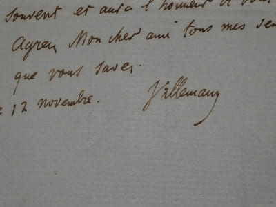 Abel VILLEMAIN Lettre Autographe Signée Recommandation d'un bachelier