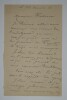 LETTRE AUTOGRAPHE SIGN&Eacute;E, &Agrave; Alfred FREDERIX, D&Eacute;CEMBRE 1884. HUGUENET F&eacute;lix