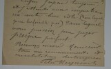 LETTRE AUTOGRAPHE SIGN&Eacute;E, &Agrave; Alfred FREDERIX, D&Eacute;CEMBRE 1884. HUGUENET F&eacute;lix