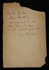 Jean Rostand - Note autographe sign&eacute;e de remerciement. Jean Rostand