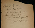Jean Rostand - Note autographe sign&eacute;e de remerciement. Jean Rostand