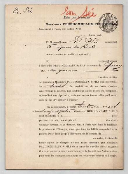 Pouvoir sign&eacute; par Edmond S&eacute;e - Collection coh&eacute;rente 25 auteurs & musiciens. Edmond S&eacute;e