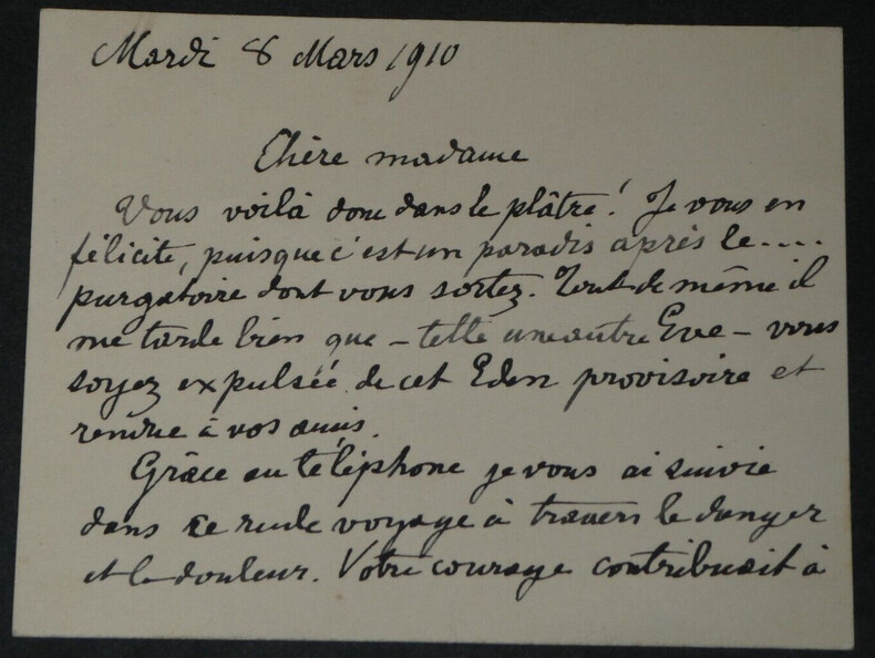 L&eacute;on de TINSEAU - LETTRE AUTOGRAPHE SIGN&Eacute;E "paradis apr&egrave;s le...purgatoire", 1910. L&eacute;on de TINSEAU
