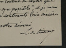L&eacute;on de TINSEAU - LETTRE AUTOGRAPHE SIGN&Eacute;E "paradis apr&egrave;s le...purgatoire", 1910. L&eacute;on de TINSEAU