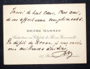 Henri MASSIS, Critique litt&eacute;raire - CARTE DE VISITE AUTOGRAPHE SIGN&Eacute;E. Henri MASSIS