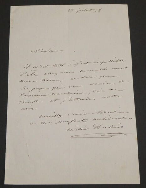 &Eacute;milie DUBOIS - LETTRE AUTOGRAPHE SIGN&Eacute;E, 1858. &Eacute;milie DUBOIS