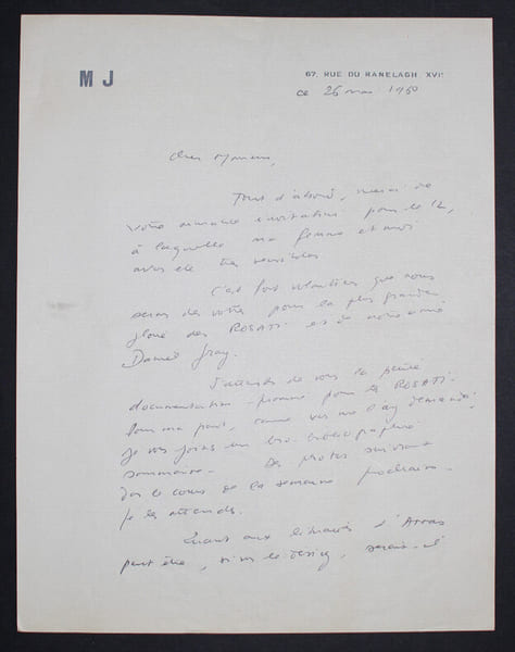 Marcel JULLIAN - LETTRE AUTOGRAPHE SIGN&Eacute;E EN R&Eacute;PONSE A UNE INVITATION, 1960. Marcel JULLIAN