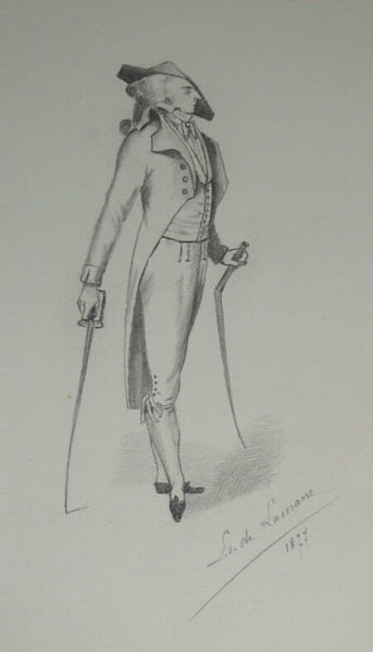 Henri Louis Delamarre - Dessin original sign&eacute; et dat&eacute; - Homme au sabre 1877. Henri Louis Delamarre