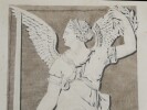 Dessin original &agrave; l'encre et lavis - Figure all&eacute;gorique ange ail&eacute;e &eacute;p&eacute;e, XIX&egrave;me. Anonyme