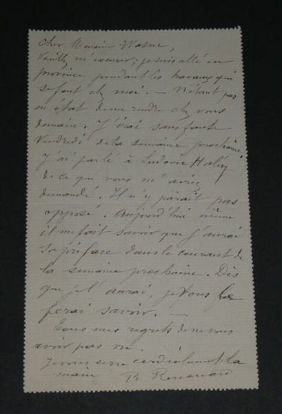 Paul RENOUARD - LETTRE AUTOGRAPHE SIGN&Eacute;E &Agrave; Monsieur WASON. Paul RENOUARD
