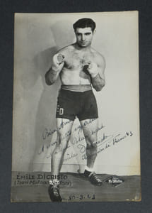 Émile Di Cristo, Champion de France de Boxe - Carte postale photographique signée et dédicacée, 1943