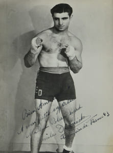 Émile Di Cristo, Champion de France de Boxe - Carte postale photographique signée et dédicacée, 1943