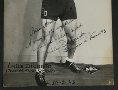 Émile Di Cristo, Champion de France de Boxe - Carte postale photographique signée et dédicacée, 1943