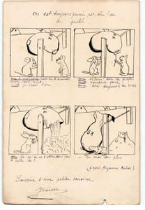Dessin à l'encre fable d'après Benjamin Rabier année 1910/30