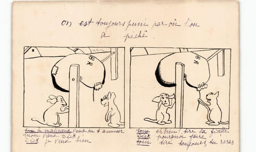 Dessin à l'encre fable d'après Benjamin Rabier année 1910/30
