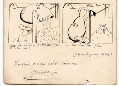 Dessin à l'encre fable d'après Benjamin Rabier année 1910/30