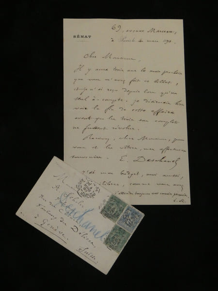&Eacute;mile Deschanel - LETTRE AUTOGRAPHE SIGN&Eacute;E &Agrave; A. Scheler - 1890. &Eacute;mile Deschanel