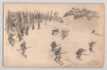 Esquisse de skieurs militaires en montagne. 