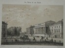 Isidore DOREY - Gravure s&eacute;pia Fa&ccedil;ade du Palais de justice, &agrave; Tours, 1838. Isidore Dorey
