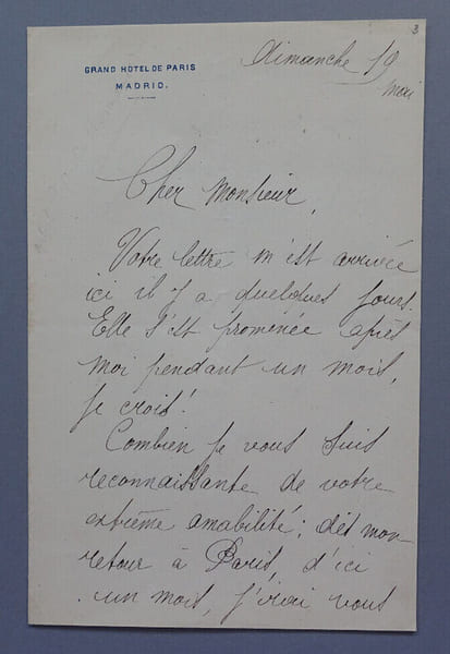 Mariette SULLY, Chanteuse - LETTRE AUTOGRAPHE SIGN&Eacute;E. Mariette SULLY