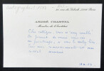 Andr&eacute; CHASTEL, Historien de l'art - CARTE DE VISITE AUTOGRAPHE, 1989. Andr&eacute; CHASTEL
