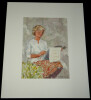 Hubert YENCESSE - Dessin original sign&eacute; aquarell&eacute; - Belle artiste &agrave; Mykonos 1960. Hubert YENCESSE