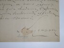 Lettre autographe sign&eacute;e. F&eacute;lix Le Couppey