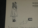 Petit dessin &agrave; l'encre, petite fille qui a renvers&eacute; son pot de colle 1919. 