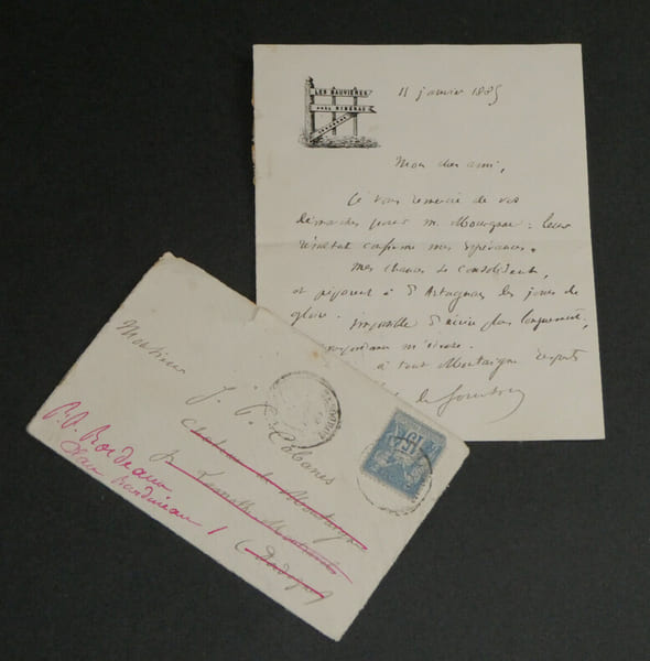 Oscar BARDI de FOURTOU - LETTRE AUTOGRAPHE SIGN&Eacute;E, 11 janvier 1885. Oscar BARDI de FOURTOU