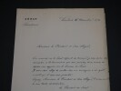 Gaston d'Audiffret, Homme politique - LETTRE SIGN&Eacute;E, Versaille, 1878. Gaston d'Audiffret