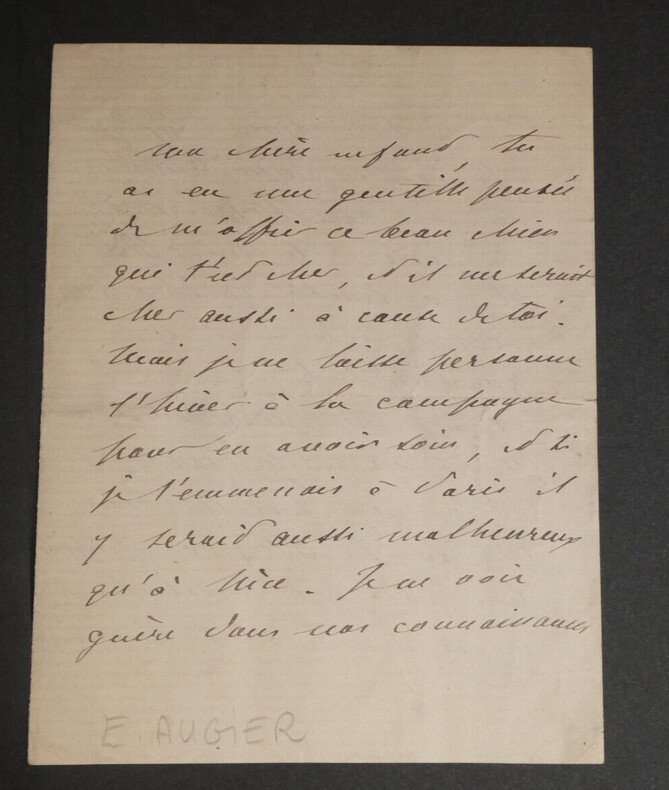Emile AUGIER - Lettre autographe sign&eacute;e de 4 pages &agrave; son enfant. Emile Augier